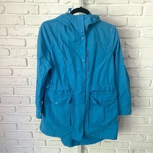 J.Crew XXS Blue Hooded Utility Rain Jacket